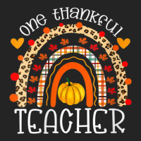 Womens One Thankful Teacher Thanksgiving Rainbow Leopard Fall V-neck 3/4 Sleeve Shirt | Artistshot