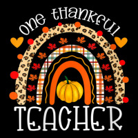 Womens One Thankful Teacher Thanksgiving Rainbow Leopard Fall V-neck Long Sleeve Shirts | Artistshot