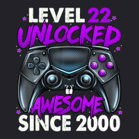 Level 22 Unlocked Awesome Since 2000 22nd Birthday Gaming Unisex Sherpa-lined Denim Jacket | Artistshot