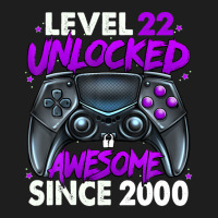 Level 22 Unlocked Awesome Since 2000 22nd Birthday Gaming Classic T-shirt | Artistshot