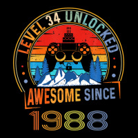 Level 34 Unlocked Gaming Awesome Since 1988 34th Birthday Pocket T-shirt | Artistshot