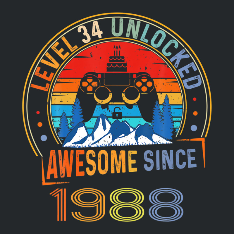 Level 34 Unlocked Gaming Awesome Since 1988 34th Birthday Crewneck Sweatshirt | Artistshot