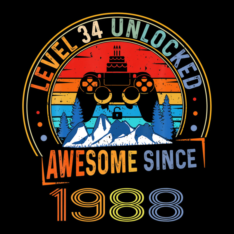 Level 34 Unlocked Gaming Awesome Since 1988 34th Birthday Long Sleeve Shirts | Artistshot