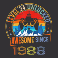 Level 34 Unlocked Gaming Awesome Since 1988 34th Birthday Vintage Hoodie And Short Set | Artistshot