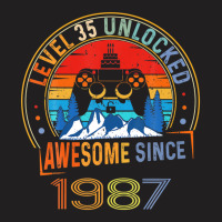 Level 35 Unlocked Gaming Awesome Since 1987 35th Birthday T-shirt | Artistshot