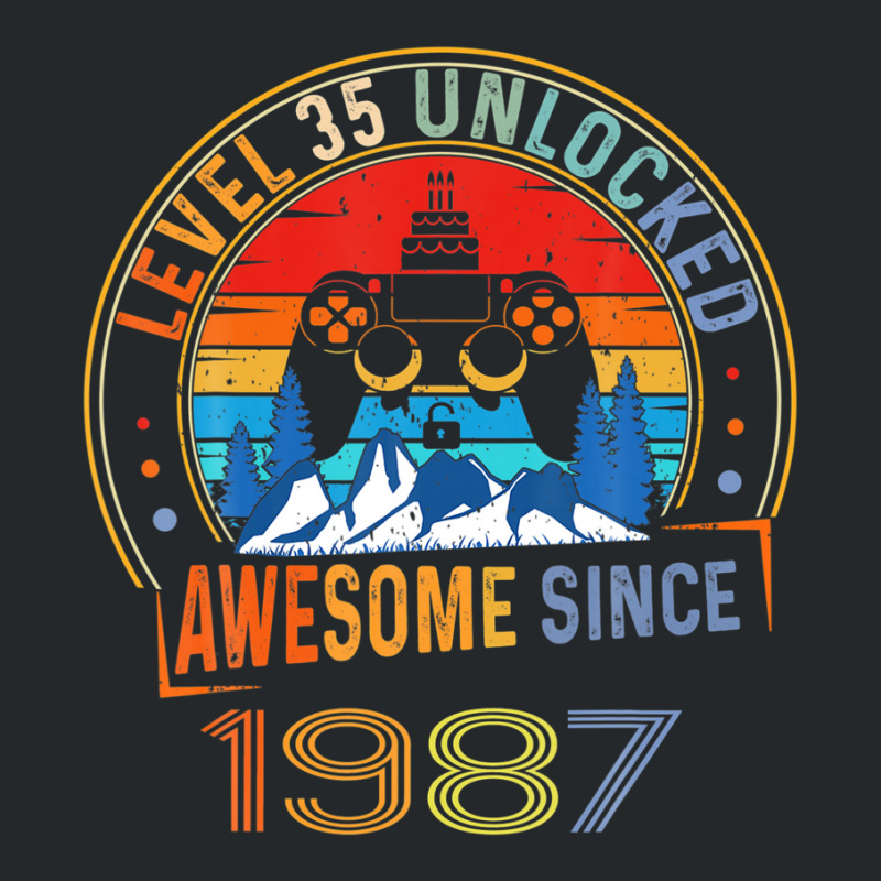 Level 35 Unlocked Gaming Awesome Since 1987 35th Birthday Crewneck Sweatshirt | Artistshot