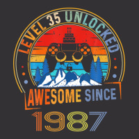 Level 35 Unlocked Gaming Awesome Since 1987 35th Birthday Vintage Hoodie | Artistshot