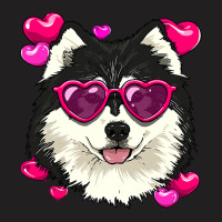 Valentines Day Alaskan Malamute Heart Couples Sled Dog Lover174.png T-shirt | Artistshot