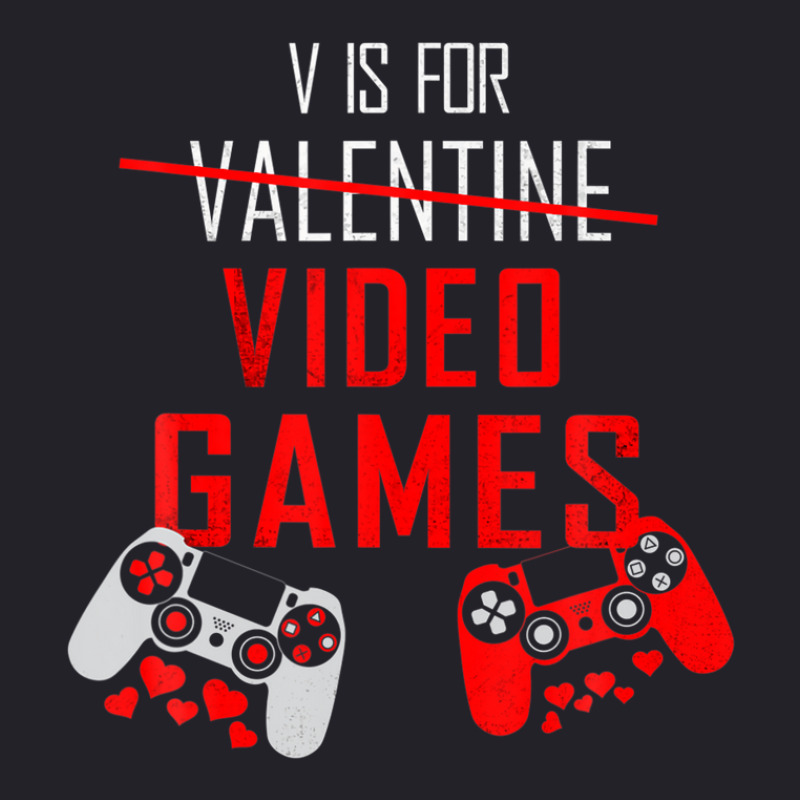 V Is For Video Games Funny Valentines Day Gamer Gift Unisex Sherpa-lined Denim Jacket | Artistshot