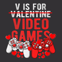 V Is For Video Games Funny Valentines Day Gamer Gaming Gift Vintage Hoodie | Artistshot