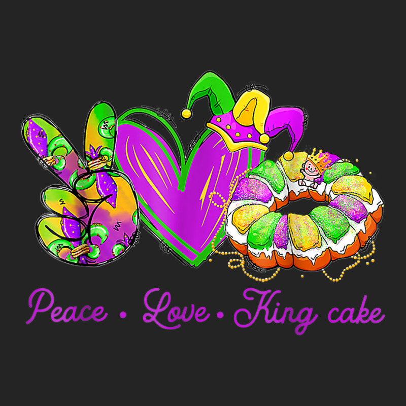 Peace Love King Cake Funny Mardi Gras Party Carnival Gifts T Shirt 3/4 Sleeve Shirt | Artistshot