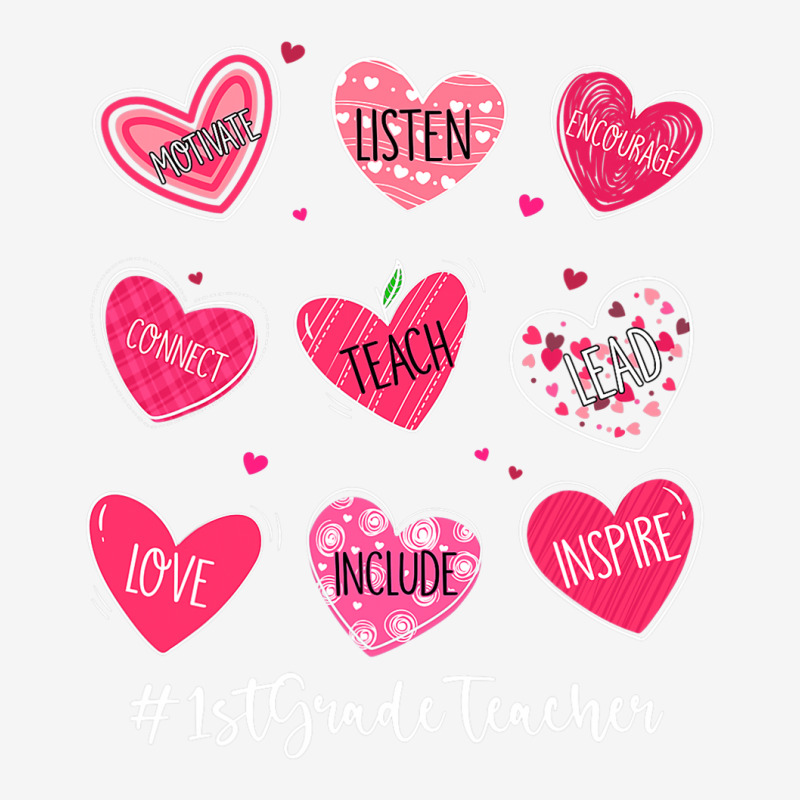 Funny Hearts Teach Love Inspire 1st Grade Teacher Valentines Adjustable Cap by Iribe890 | Artistshot