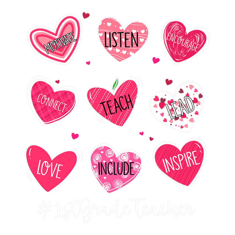 Funny Hearts Teach Love Inspire 1st Grade Teacher Valentines Youth Tee by Iribe890 | Artistshot