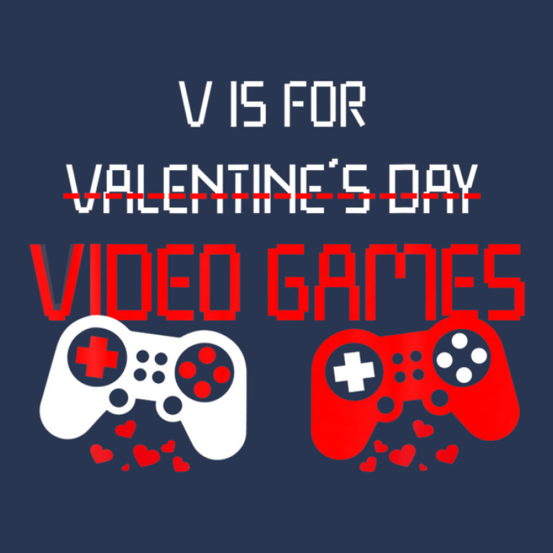 V Is For Video Games Funny Valentines Day Gamer Men Denim Jacket | Artistshot