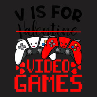 V Is For Video Games Funny Valentines Day Gamer Boy Men T-shirt | Artistshot