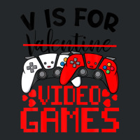 V Is For Video Games Funny Valentines Day Gamer Boy Men Crewneck Sweatshirt | Artistshot