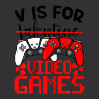 V Is For Video Games Funny Valentines Day Gamer Boy Men Vintage Hoodie | Artistshot