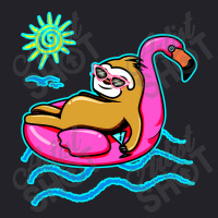 Chilling Flamingo Sloth Beach Unisex Sherpa-lined Denim Jacket | Artistshot