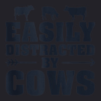 Easily Distracted By Cows Funny Cow Lover Dairy Farmer Quote Tank Top Unisex Sherpa-lined Denim Jacket | Artistshot