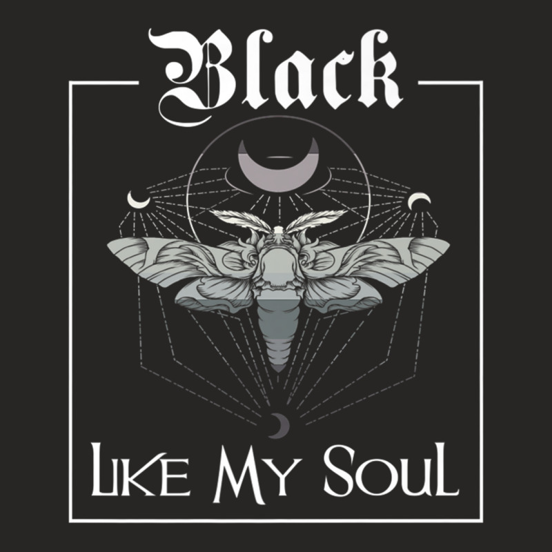 Black, Like My Soul, Vintage Goth Moth, And Crescent Moon Premium T Sh Ladies Fitted T-Shirt by sunda | Artistshot