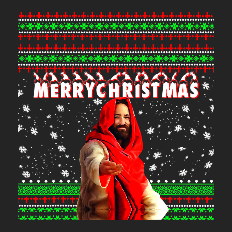 Christian Merry Christmas Funny Jesus Nativity 262 Bibble Jesus 3/4 Sleeve Shirt by AURRADILLARD | Artistshot