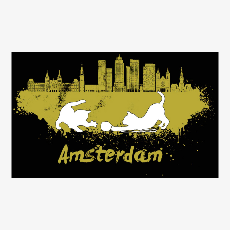 Amsterdam Skyline Cat Poster Cool (1) Ladies Fitted T-Shirt by heysamchatoof | Artistshot