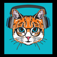 Cat Wearing Headphone Poster Stars Cropped Sweater | Artistshot