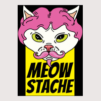 Cat With Wig Moew Stache Poster 80s Pocket T-shirt | Artistshot