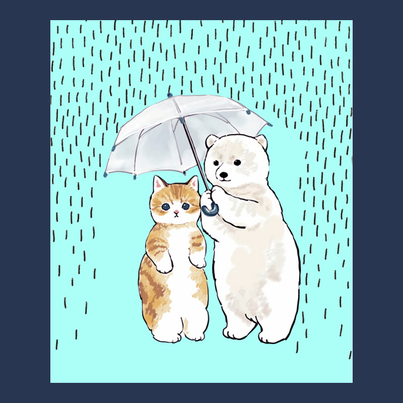 Cute Cat And White Bear In The Rain Poster Girl Men Denim Jacket | Artistshot