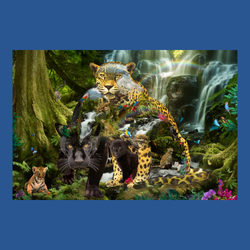 Jaguar Waterfall Jungle Poster Red T-shirt | Artistshot