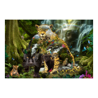 Jaguar Waterfall Jungle Poster Red 3/4 Sleeve Shirt | Artistshot