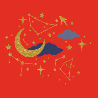 Celestial Stars And Moons In Gold And Dark Blue Graphic T-shirt | Artistshot