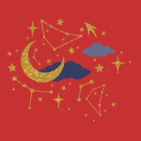 Celestial Stars And Moons In Gold And Dark Blue V-neck Tee | Artistshot