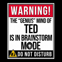 Ted Name Warning The Genius Mind Of Ted Is In Brainstorm Mode Poster Adjustable Cap | Artistshot