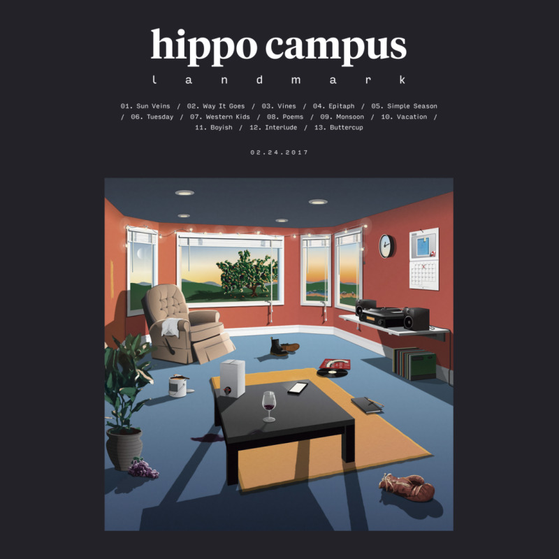 Hippo Campus   Landmark (2017) Music Album Cover Poster Unisex Sherpa-lined Denim Jacket | Artistshot