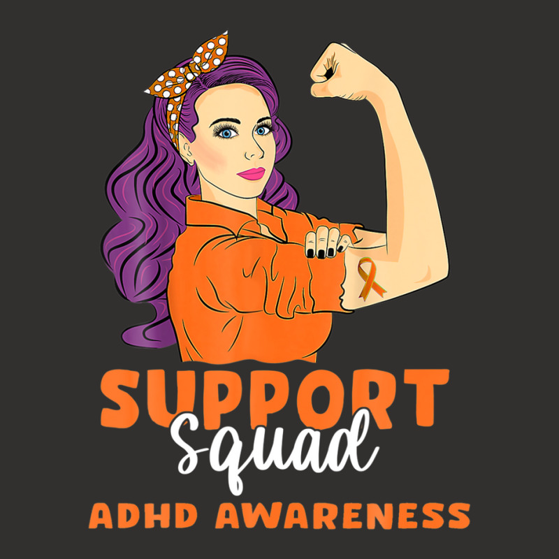 Support Squad Orange Warrior Adhd Awareness Women Champion Hoodie | Artistshot