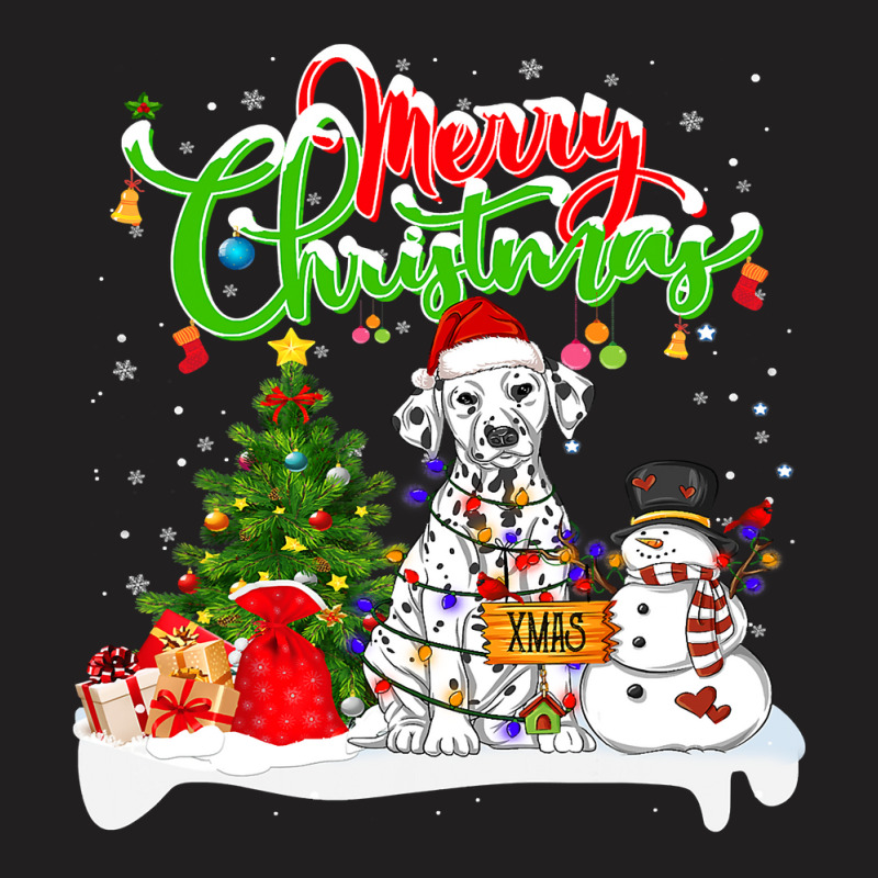 Dalmatian Dog Xmas Lighting Matching Santa Dalmatian Dog Wearing Chris T-Shirt by AURRADILLARD | Artistshot