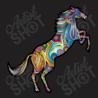 Hot Trend Colourful Jumping Horse In Stripy Pattern Design T-shirt | Artistshot