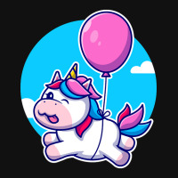 Limited Edition Cute Unicorn Floating With Balloon Cartoon Portrait Canvas Print | Artistshot