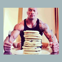 Dwayne The Rock Johnson Eating Blueberry Pancakes Poster Unisex Sherpa-lined Denim Jacket | Artistshot