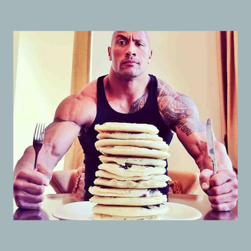 Dwayne The Rock Johnson Eating Blueberry Pancakes Poster Unisex Sherpa-Lined Denim Jacket by AbeaJuanje | Artistshot