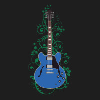 Blue Semihollow Electric Guitar Flowering Vines Classic T-shirt | Artistshot