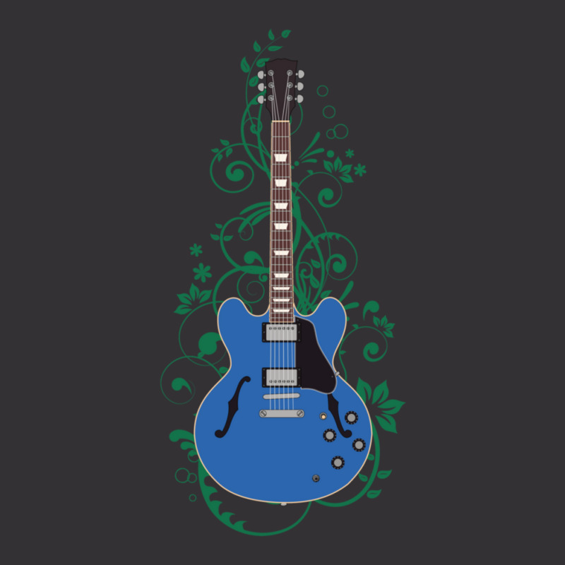 Blue Semihollow Electric Guitar Flowering Vines Vintage Hoodie | Artistshot