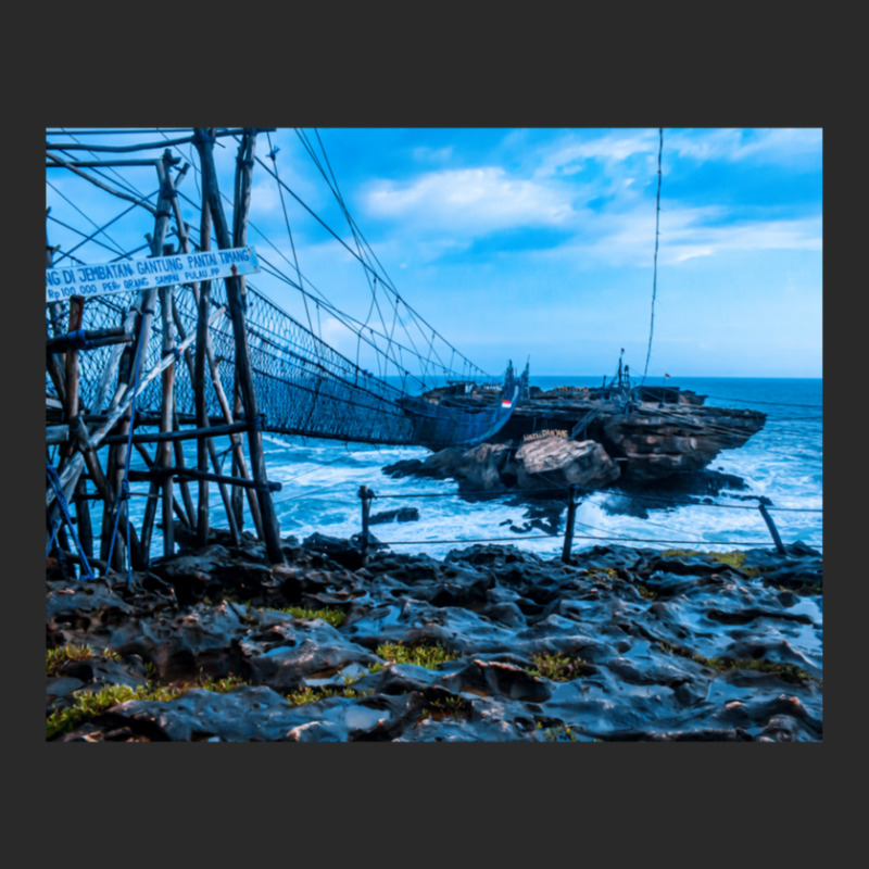 Rope Foot Bridge From Plateau To Rock Island Blue Printed hat by ErnestGallon | Artistshot