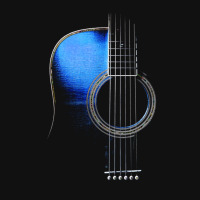 Blue Acoustic Guitar Hi-lite Essential Landscape Canvas Print | Artistshot