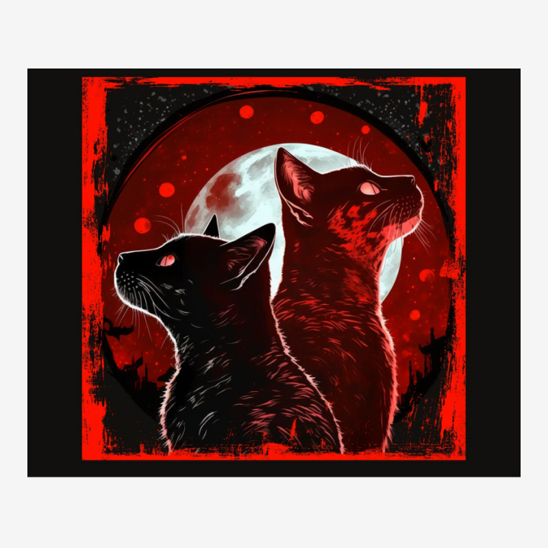 Red And Black Cats Howling At The Moon V2 Red No28   Collection   Cats Graphic T-shirt by ninvemroweh3 | Artistshot