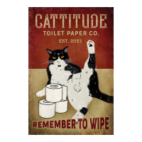 Cattitude Toilet Paper Remenber To Wipe Black Cat Poster Poster Funny Men's 3/4 Sleeve Pajama Set | Artistshot