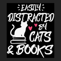 Easily Distracted By Cats And Books Poster Green 3/4 Sleeve Shirt | Artistshot