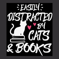 Easily Distracted By Cats And Books Poster Green Vintage Hoodie | Artistshot