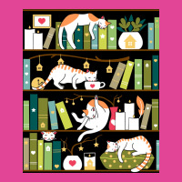 Library Cats Whimsical Cats On The Book Shelves Poster T-shirt | Artistshot